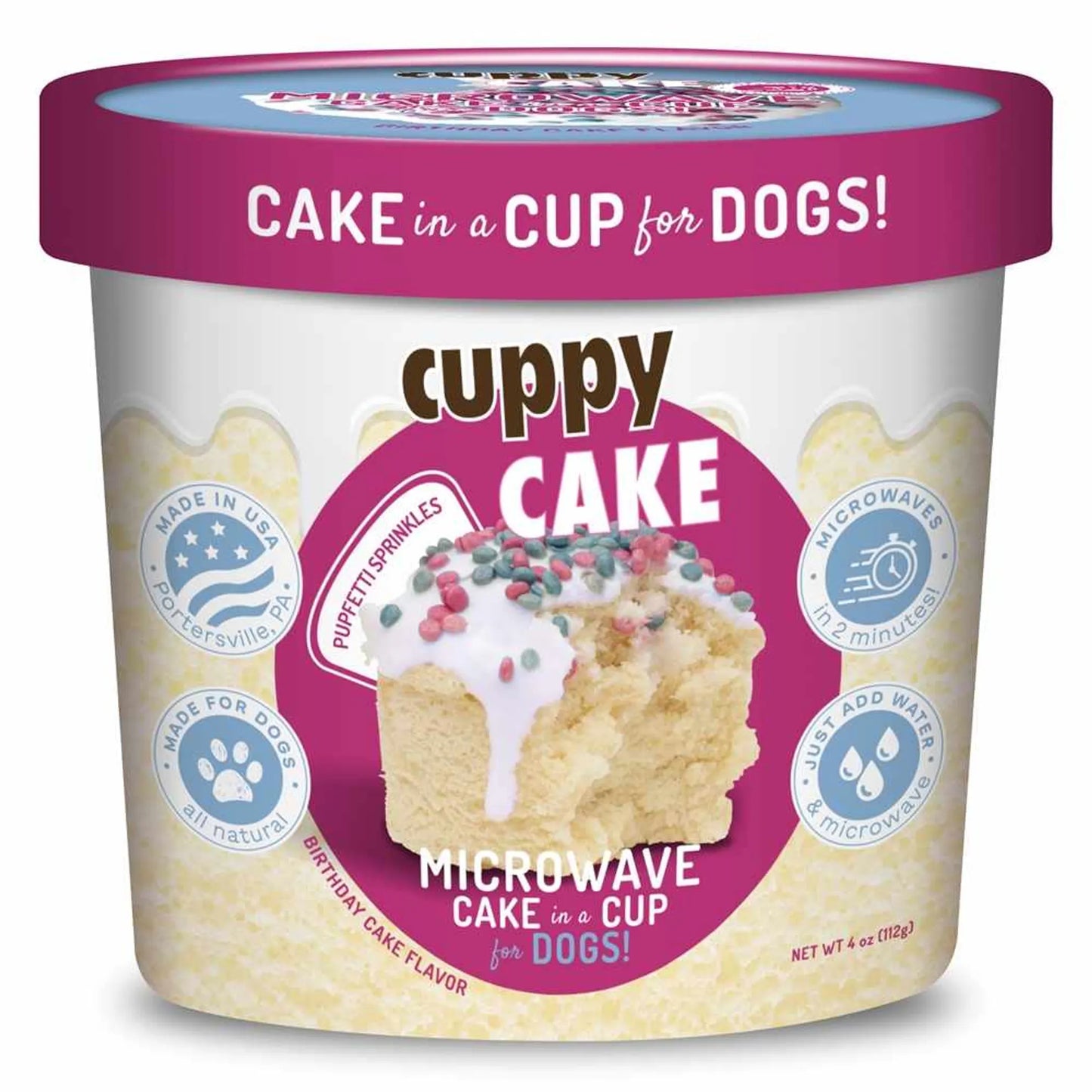 Puppy Cake Cuppy Cake (Birthday Cake Flavor with Pupfetti Sprinkles - 4oz)